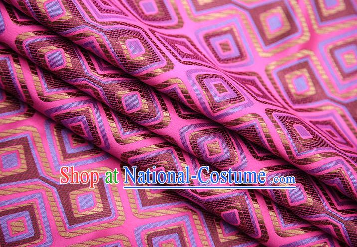 Chinese Traditional Apparel Qipao Fabric Rosy Brocade Classical Pattern Design Material Satin Drapery