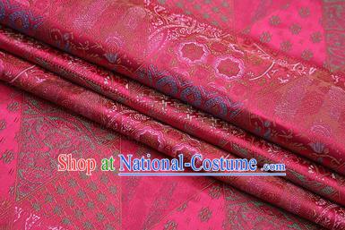 Chinese Traditional Apparel Fabric Tibetan Robe Rosy Brocade Classical Pattern Design Material Satin Drapery