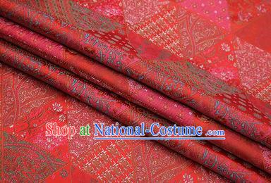 Chinese Traditional Apparel Fabric Tibetan Robe Red Brocade Classical Pattern Design Material Satin Drapery