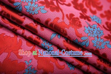 Chinese Traditional Apparel Brocade Fabric Classical Peony Chrysanthemum Pattern Design Material Satin Drapery