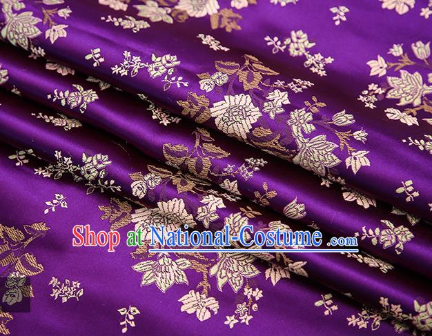 Traditional Chinese Purple Brocade Fabric Tang Suit Classical Pattern Design Satin Material Drapery