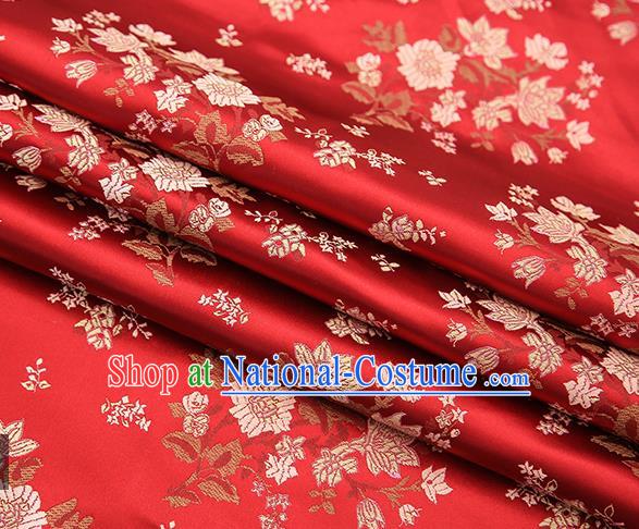 Traditional Chinese Purplish Red Brocade Fabric Tang Suit Classical Pattern Design Satin Material Drapery