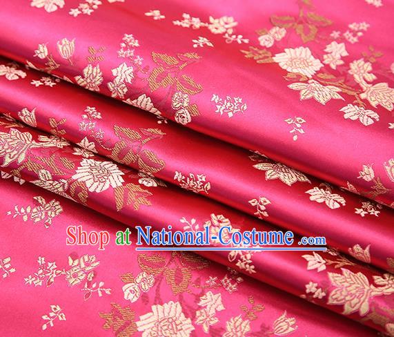 Traditional Chinese Rosy Brocade Fabric Tang Suit Classical Pattern Design Satin Material Drapery