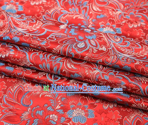 Chinese Traditional Red Satin Brocade Fabric Tang Suit Classical Pattern Design Material Drapery