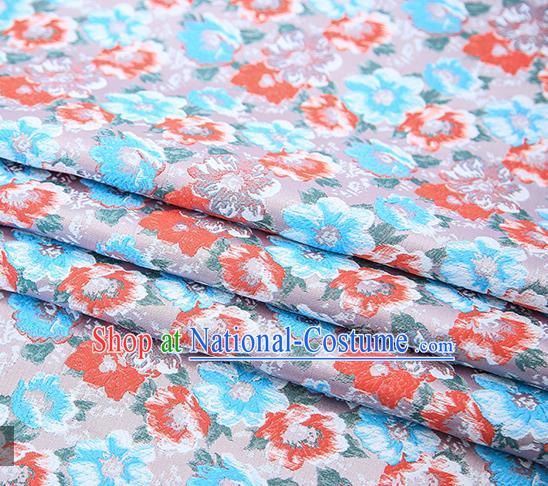 Top Grade Blue Satin Chinese Traditional Brocade Fabric Qipao Dress Classical Pattern Design Material Drapery