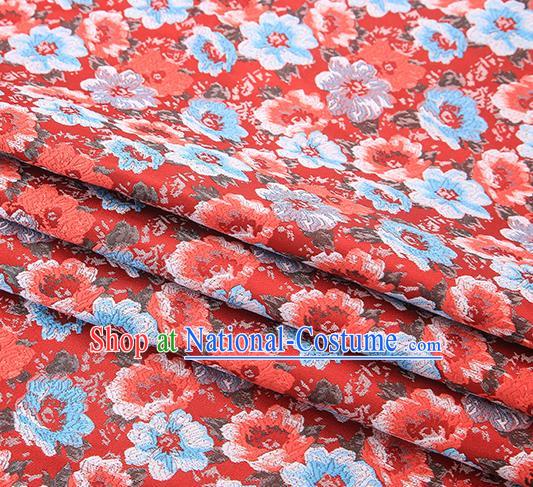 Top Grade Red Satin Chinese Traditional Brocade Fabric Qipao Dress Classical Pattern Design Material Drapery