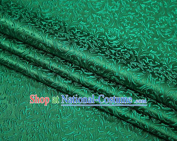 Top Grade Chinese Traditional Green Brocade Fabric Tang Suit Satin Material Classical Pattern Design Drapery