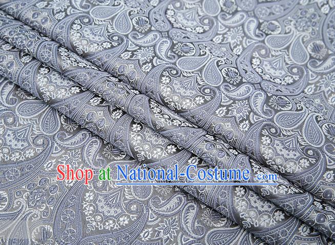 Chinese Traditional Grey Satin Fabric Tang Suit Brocade Classical Loquat Flower Pattern Design Material Drapery