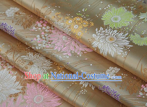 Top Grade Chinese Traditional Golden Brocade Fabric Tang Suit Silk Material Classical Chrysanthemum Pattern Design Drapery