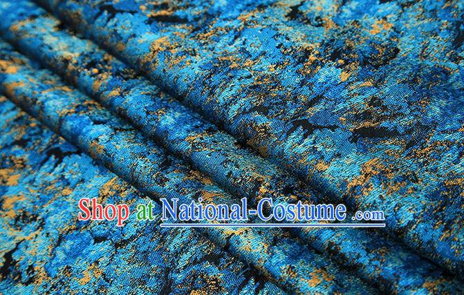 Chinese Traditional Blue Brocade Satin Fabric Tang Suit Material Classical Pattern Design Drapery