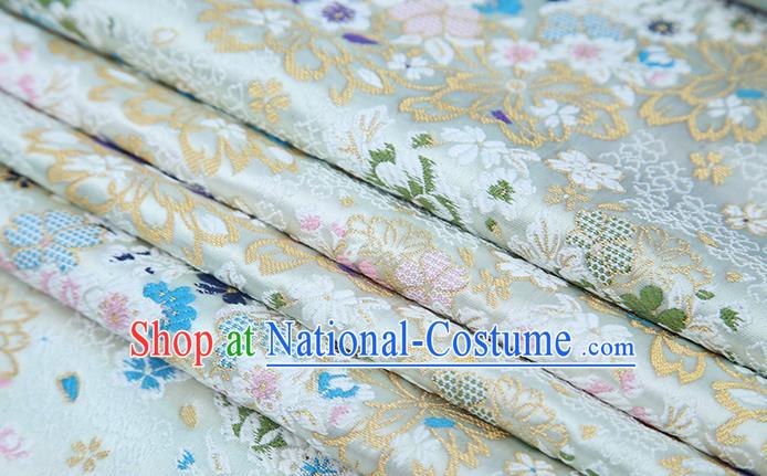 Chinese Traditional White Brocade Satin Fabric Tang Suit Material Classical Pattern Design Drapery