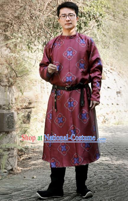 Chinese Ancient Tang Dynasty Red Round Collar Robe Swordsman Imperial Bodyguard Costumes for Men