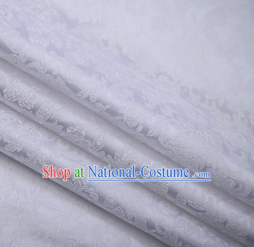 Chinese Traditional Apparel White Brocade Fabric Classical Flowers Pattern Design Material Satin Drapery