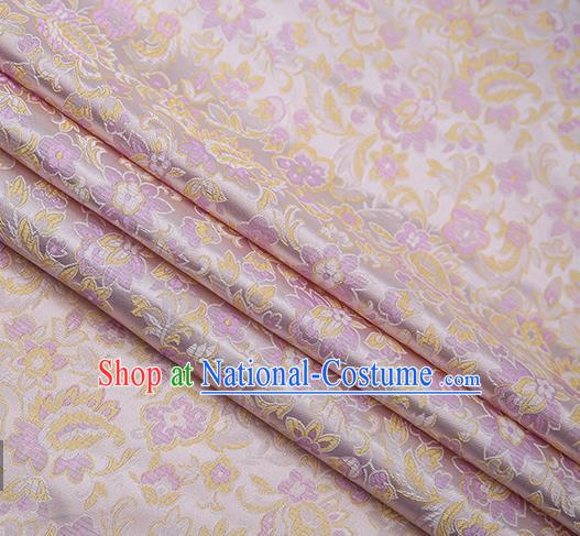 Chinese Traditional Apparel Lilac Brocade Fabric Classical Flowers Pattern Design Material Satin Drapery