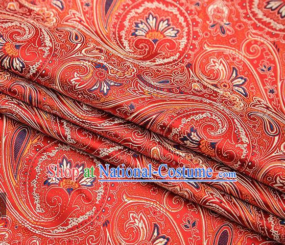 Chinese Traditional Tang Suit Red Brocade Fabric Classical Pattern Design Material Satin Drapery