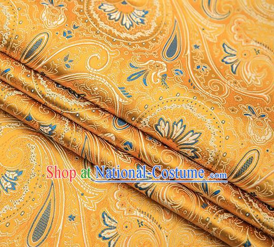 Chinese Traditional Tang Suit Golden Brocade Fabric Classical Pattern Design Material Satin Drapery