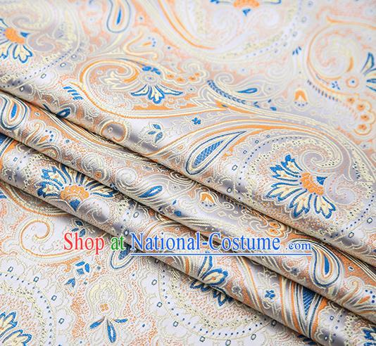 Chinese Traditional Tang Suit White Brocade Fabric Classical Pattern Design Material Satin Drapery