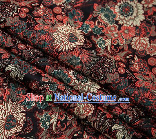 Chinese Traditional Tang Suit Black Brocade Fabric Classical Chrysanthemum Pattern Design Material Satin Drapery