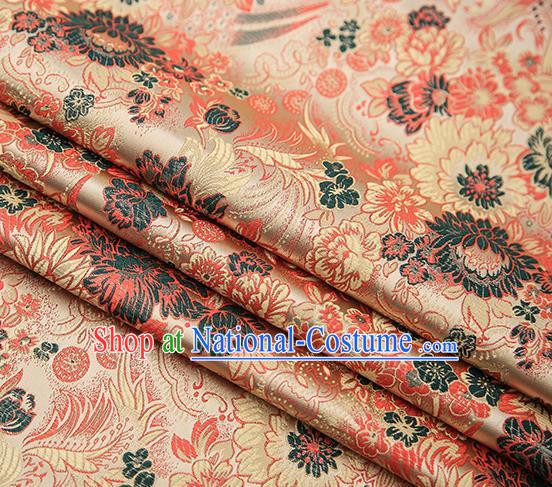 Chinese Traditional Tang Suit Golden Brocade Fabric Classical Chrysanthemum Pattern Design Material Satin Drapery