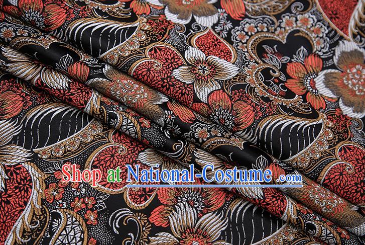 Traditional Chinese Tang Suit Black Brocade Fabric Classical Pattern Design Material Satin Drapery