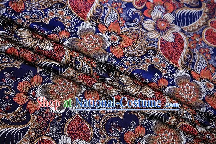 Traditional Chinese Tang Suit Royalblue Brocade Fabric Classical Pattern Design Material Satin Drapery