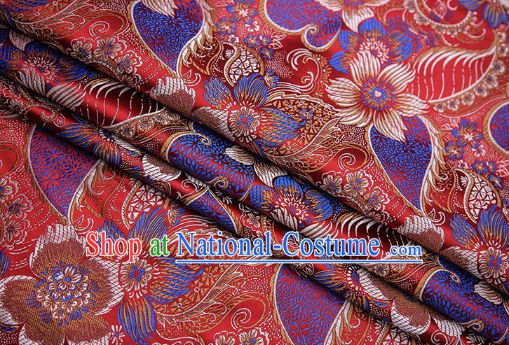 Traditional Chinese Tang Suit Purplish Red Brocade Fabric Classical Pattern Design Material Satin Drapery