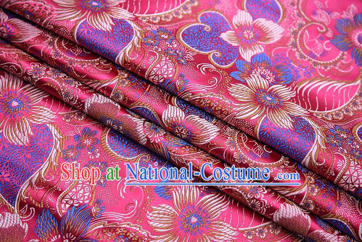 Traditional Chinese Tang Suit Rosy Brocade Fabric Classical Pattern Design Material Satin Drapery