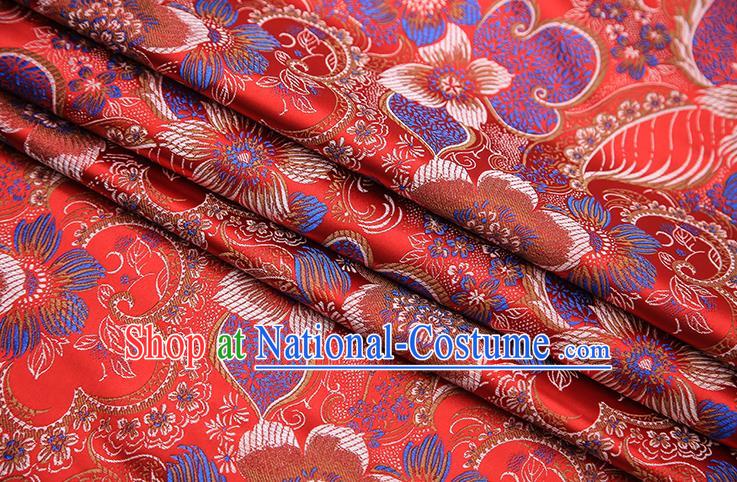 Traditional Chinese Tang Suit Red Brocade Fabric Classical Pattern Design Material Satin Drapery