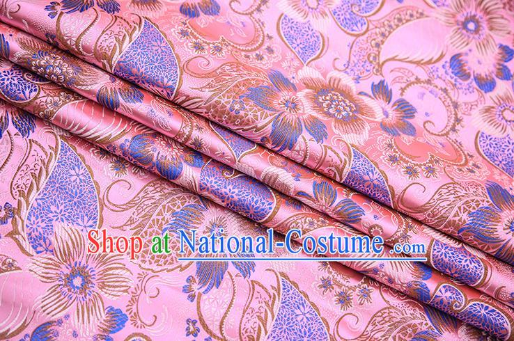 Traditional Chinese Tang Suit Pink Brocade Fabric Classical Pattern Design Material Satin Drapery