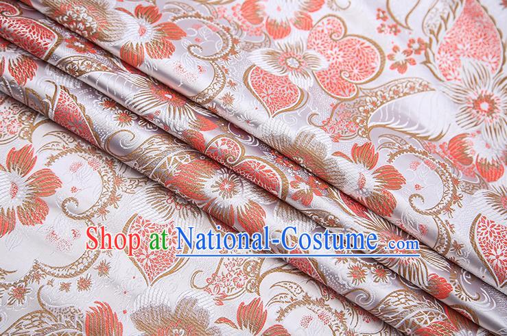 Traditional Chinese Tang Suit White Brocade Fabric Classical Pattern Design Material Satin Drapery