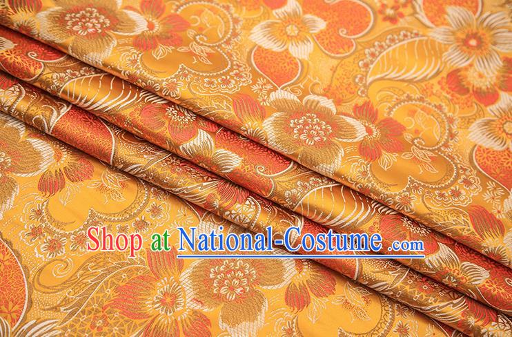 Traditional Chinese Tang Suit Golden Brocade Fabric Classical Pattern Design Material Satin Drapery