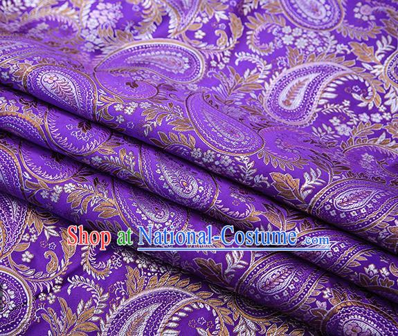 Traditional Chinese Tang Suit Purple Brocade Fabric Classical Loquat Flowers Pattern Design Material Satin Drapery