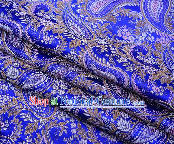 Traditional Chinese Tang Suit Royalblue Brocade Fabric Classical Loquat Flowers Pattern Design Material Satin Drapery