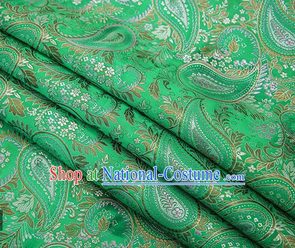 Traditional Chinese Tang Suit Green Brocade Fabric Classical Loquat Flowers Pattern Design Material Satin Drapery