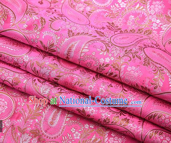 Traditional Chinese Tang Suit Pink Brocade Fabric Classical Loquat Flowers Pattern Design Material Satin Drapery