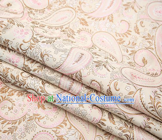 Traditional Chinese Tang Suit Light Pink Brocade Fabric Classical Loquat Flowers Pattern Design Material Satin Drapery