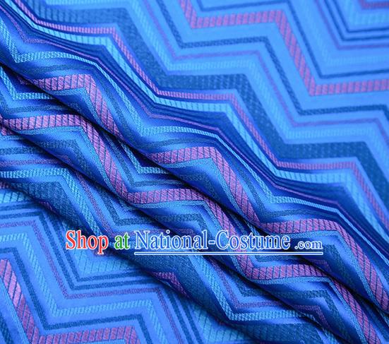 Blue Satin Traditional Chinese Tang Suit Brocade Fabric Classical Pattern Design Material Drapery