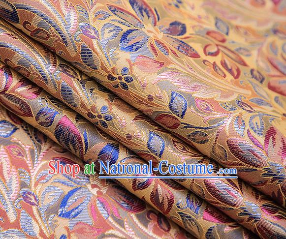 Traditional Chinese Tang Suit Golden Brocade Fabric Classical Petunia Pattern Design Satin Material Drapery