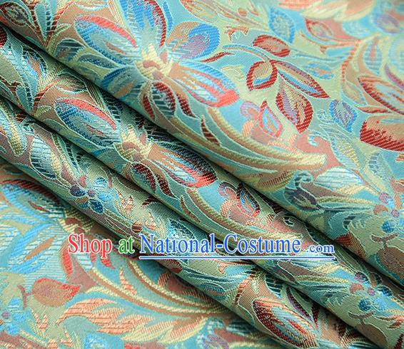 Traditional Chinese Tang Suit Light Green Brocade Fabric Classical Petunia Pattern Design Satin Material Drapery