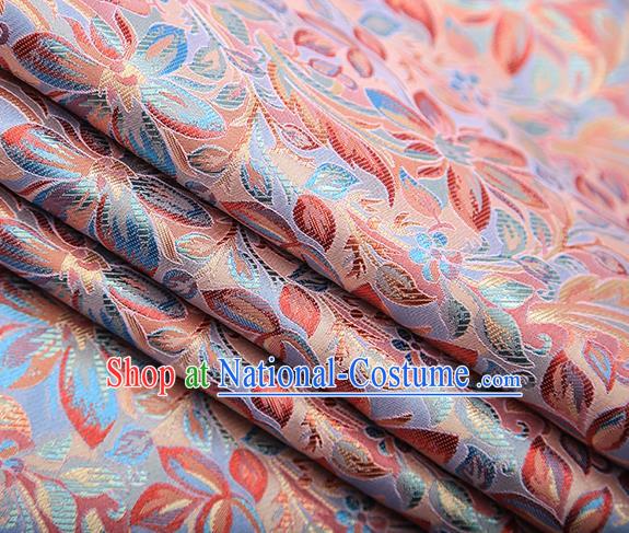 Traditional Chinese Tang Suit Dusty Pink Brocade Fabric Classical Petunia Pattern Design Satin Material Drapery