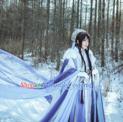 Asian Chinese Cosplay Swordsman Costumes Ancient Prince Clothing and Headpiece Complete Set