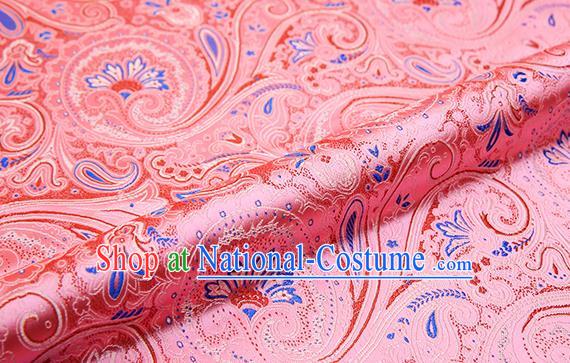 Chinese Traditional Satin Classical Loquat Flower Pattern Design Light Pink Brocade Fabric Tang Suit Material Drapery