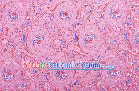 Chinese Traditional Satin Classical Loquat Flower Pattern Design Pink Brocade Fabric Tang Suit Material Drapery