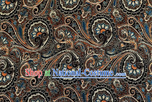 Chinese Traditional Satin Classical Loquat Flower Pattern Design Black Brocade Fabric Tang Suit Material Drapery