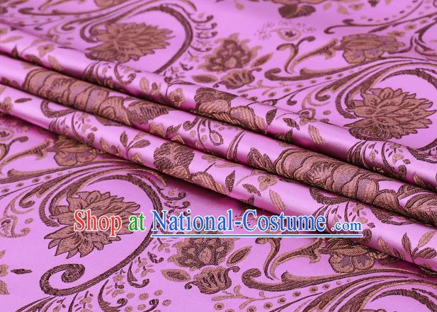 Chinese Traditional Pink Satin Classical Peony Pattern Design Brocade Fabric Tang Suit Material Drapery