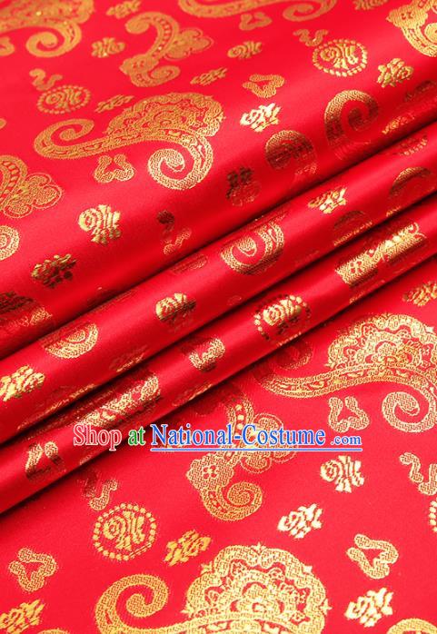 Chinese Traditional Satin Classical Fu Character Pattern Design Red Brocade Fabric Tang Suit Material Drapery