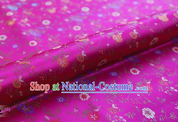 Chinese Traditional Garment Fabric Classical Flowers Pattern Design Rosy Brocade Cushion Material Drapery