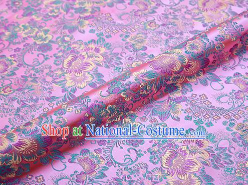 Pink Brocade Chinese Traditional Garment Fabric Classical Peony Pattern Design Satin Cushion Material Drapery