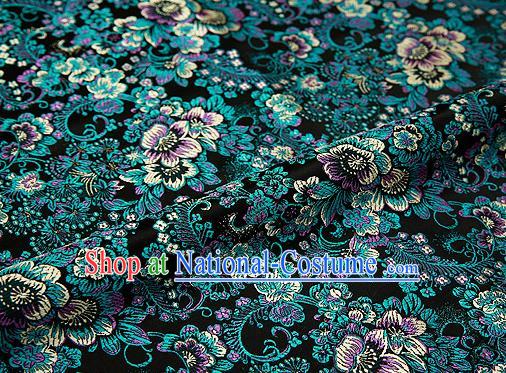 Black Brocade Chinese Traditional Garment Fabric Classical Peony Pattern Design Satin Cushion Material Drapery