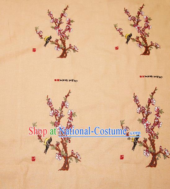 Embroidery Peach Blossom Brocade Chinese Traditional Garment Fabric Satin Cushion Material Drapery